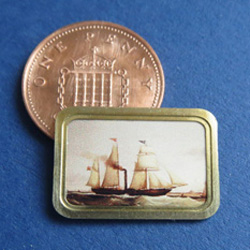 1/24th Scale Sailing Ship in Landscape Brass Frame